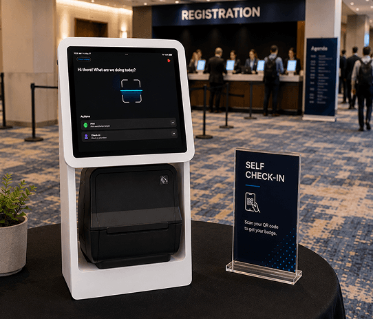 Onevie Model T tabletop check-in kiosk