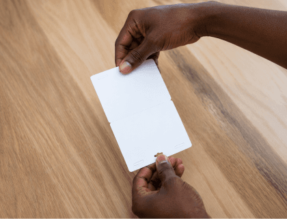 200 blank double-sided IntelliBadge, 4 by 3 inches