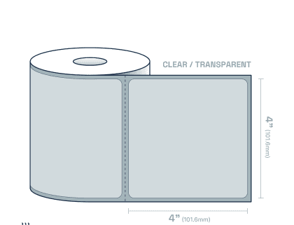 250 clear adhesive labels roll, 4 by 4 inches